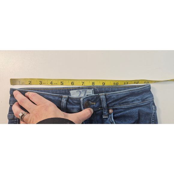 Free people high rise size 27 stretch jeans skinny raw hem ankle crop casual - Picture 6 of 7